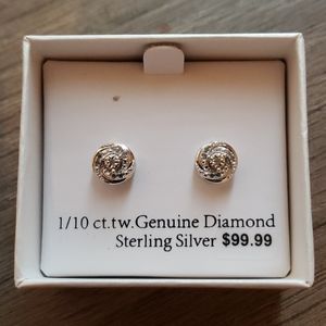 Sterling silver diamond stud earrings